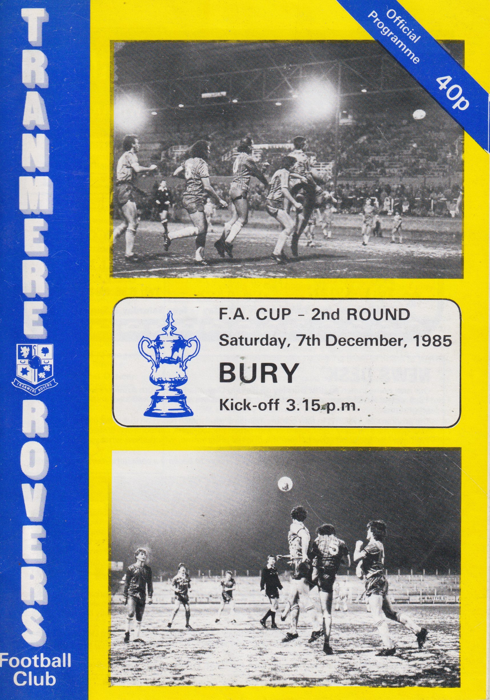 Tranmere Rovers v Bury match programme